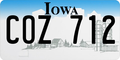 IA license plate COZ712