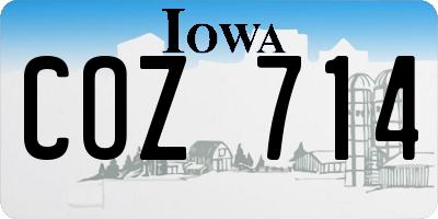 IA license plate COZ714
