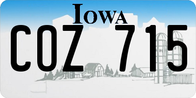 IA license plate COZ715