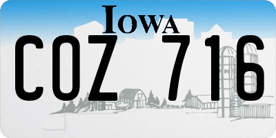 IA license plate COZ716