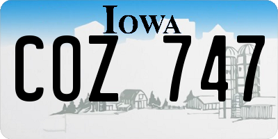 IA license plate COZ747