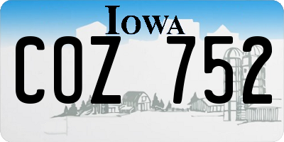 IA license plate COZ752