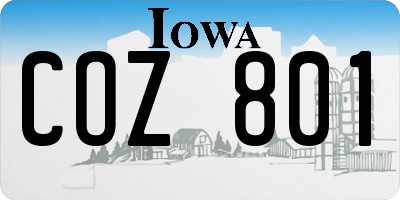 IA license plate COZ801