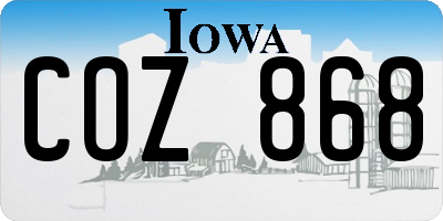 IA license plate COZ868