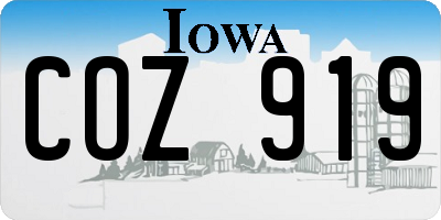 IA license plate COZ919