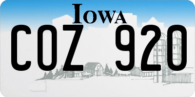 IA license plate COZ920