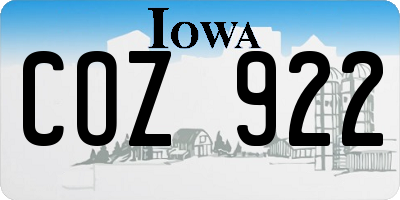 IA license plate COZ922