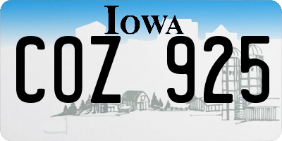 IA license plate COZ925