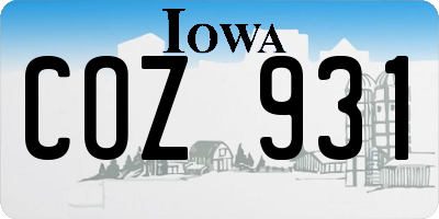 IA license plate COZ931