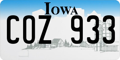 IA license plate COZ933