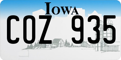 IA license plate COZ935