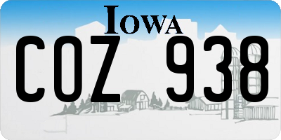IA license plate COZ938