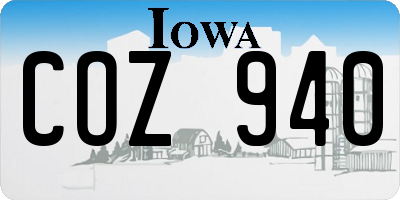 IA license plate COZ940