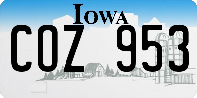 IA license plate COZ953