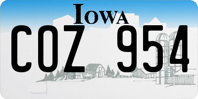 IA license plate COZ954