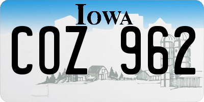 IA license plate COZ962