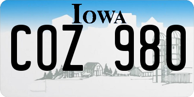 IA license plate COZ980