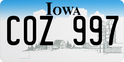 IA license plate COZ997