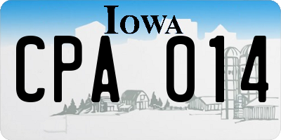 IA license plate CPA014