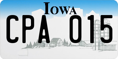 IA license plate CPA015