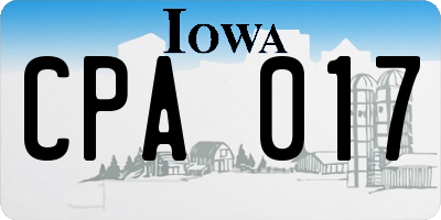 IA license plate CPA017