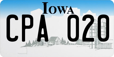 IA license plate CPA020