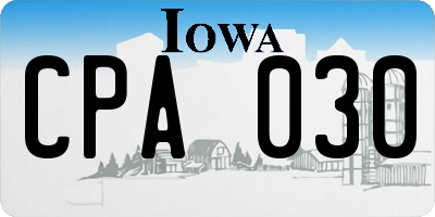 IA license plate CPA030