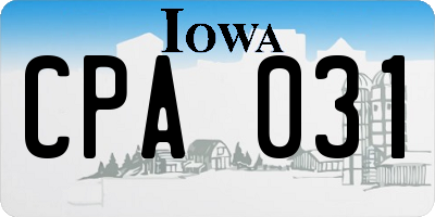 IA license plate CPA031
