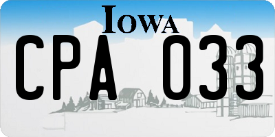 IA license plate CPA033
