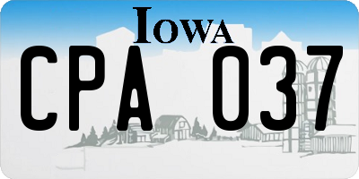 IA license plate CPA037