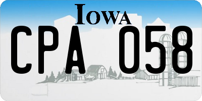 IA license plate CPA058