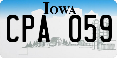 IA license plate CPA059