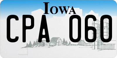 IA license plate CPA060