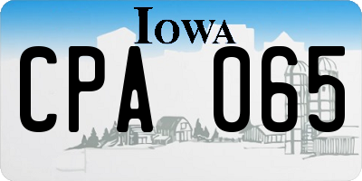 IA license plate CPA065