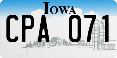 IA license plate CPA071