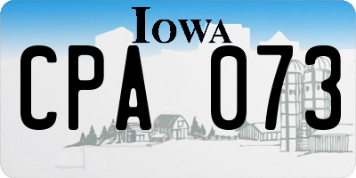 IA license plate CPA073