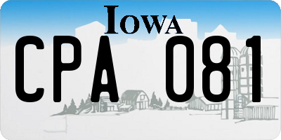 IA license plate CPA081