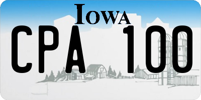 IA license plate CPA100
