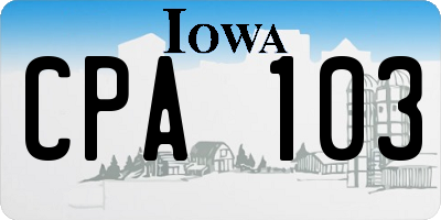IA license plate CPA103