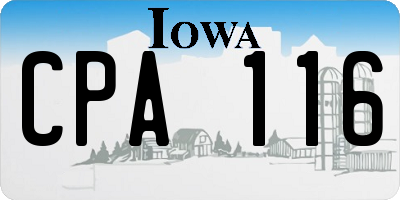 IA license plate CPA116