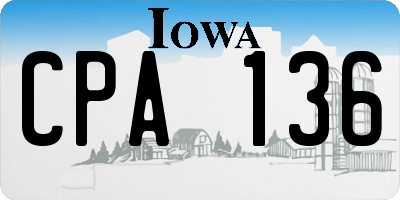 IA license plate CPA136