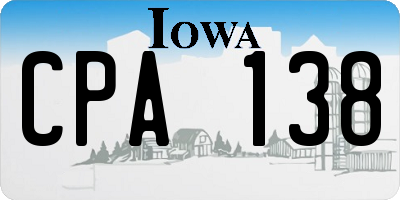 IA license plate CPA138