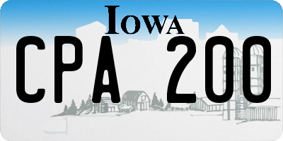 IA license plate CPA200