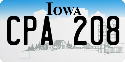 IA license plate CPA208