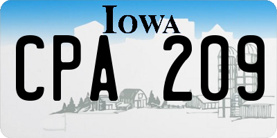 IA license plate CPA209