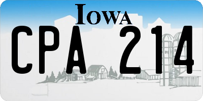 IA license plate CPA214