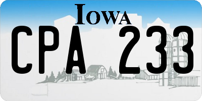 IA license plate CPA233