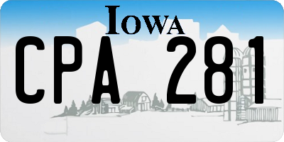 IA license plate CPA281