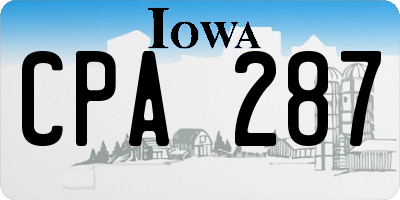 IA license plate CPA287