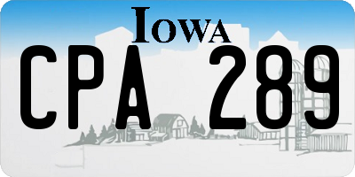 IA license plate CPA289